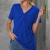 * Clothing | Budget Camisa Blue Twist-Front V-Neck Top Women