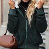 * Clothing | Cheap Camisa Green Fleece Zip-Up Hoodie Women