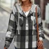 * Clothing | Flash Sale Camisa Black & Gray Plaid Hooded Shacket Women