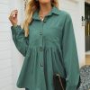 * Clothing | Outlet Camisa Green Button-Up Empire-Waist Corduroy Jacket Women