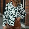 * Clothing | Outlet Camisa Green & White Abstract Oversize Button-Up Women