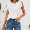 * Clothing | Cheap Camisa White Ruffle-Trimmed Sleeveless Top Women