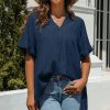 * Clothing | Top 10 Camisa Navy V-Neck Top Women