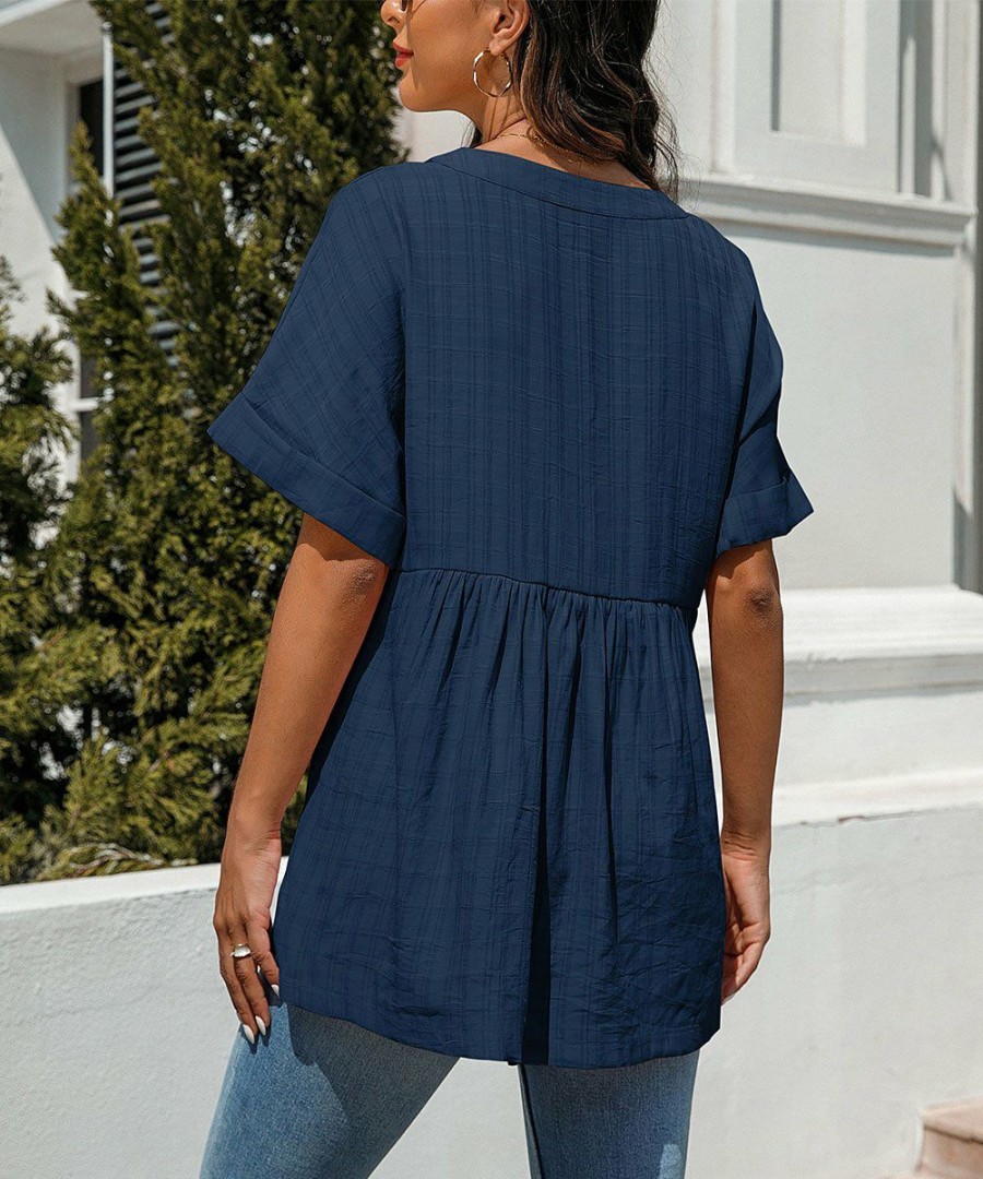 * Clothing | Top 10 Camisa Navy V-Neck Top Women