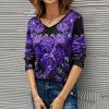 * Clothing | Promo Camisa Purple Roses V-Neck Long-Sleeve Top Women