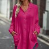 * Clothing | Discount Camisa Rose Relaxed Notch Neck Button-Up Top Women