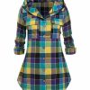 * Clothing | Outlet Camisa Yellow & Blue Plaid Hooded Button-Up Jacket Women