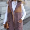 * Clothing | Outlet Camisa Khaki & Purple Color Block Fleece Hooded Vest Women