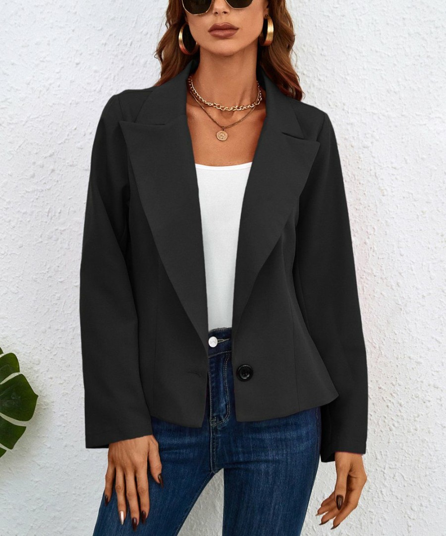 * Clothing | Buy Camisa Black Notch-Lapel Blazer Women