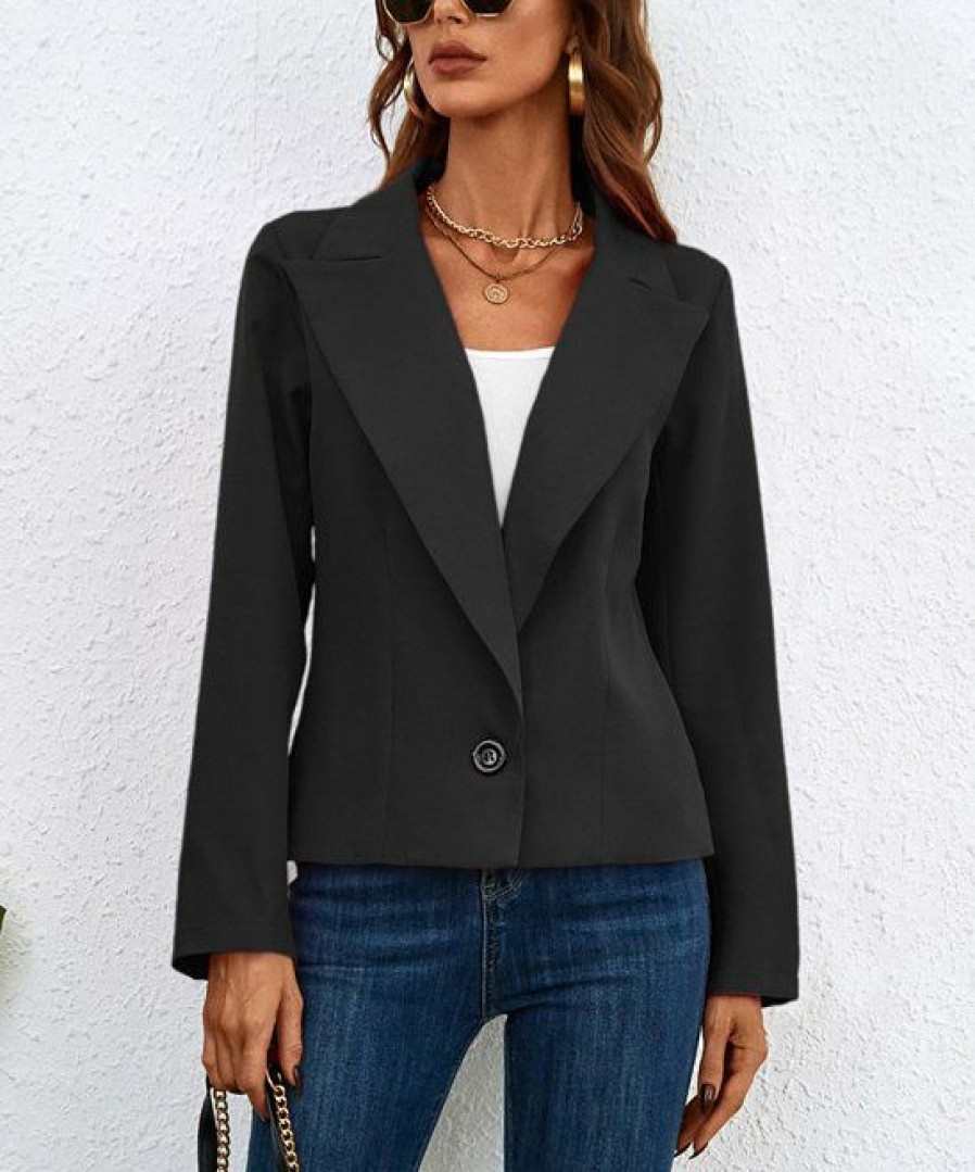 * Clothing | Buy Camisa Black Notch-Lapel Blazer Women