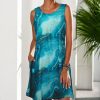 * Clothing | New Camisa Blue Marble Pocket Sleeveless Dress Women