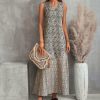 * Clothing | Discount Camisa Khaki Geometric Patchwork Sleeveless Maxi Dress Women