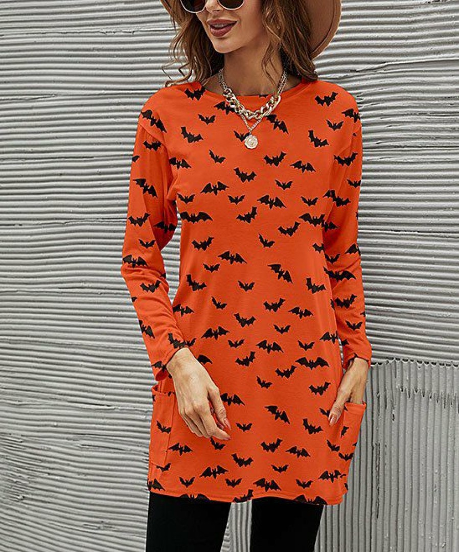 * Clothing | Budget Camisa Orange & Black Bat Tunic Women