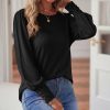 * Clothing | Buy Camisa Black Button-Detail Bishop-Sleeve Top Women