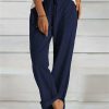 * Clothing | Hot Sale Camisa Dark Blue Elastic-Waist Drawstring Pocket Lounge Pants Women