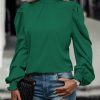 * Clothing | Hot Sale Camisa Green Back Bow Puff-Sleeve Top Women