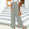 * Clothing | Wholesale Camisa Gray Button Suspender Pocket Sleeveless Jumpsuit Women