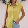 * Clothing | Flash Sale Camisa Yellow Button-Up Short-Sleeve Blouse Women