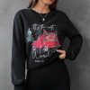 * Clothing | Wholesale Camisa Black & Pink Truck 'Most Wonderful Time' Crewneck Sweatshirt Women