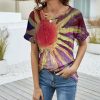 * Clothing | Cheapest Camisa Purple & Red Sun Crewneck Top Women