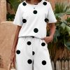 * Clothing | Best Pirce Camisa White & Dot Polka Dot Crewneck Tee & Shorts Women