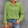 * Clothing | Hot Sale Camisa Green Long-Sleeve Button-Front Top Women