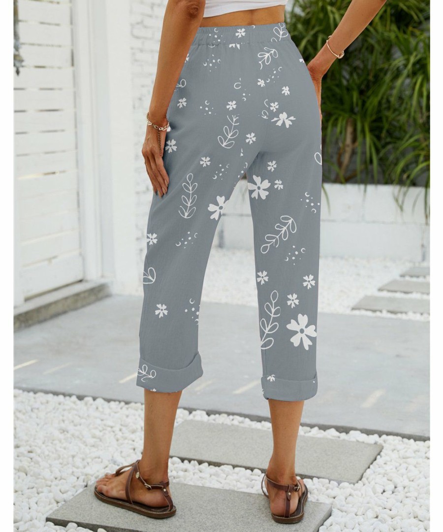 * Clothing | Hot Sale Camisa Gray & White Floral Capris Women