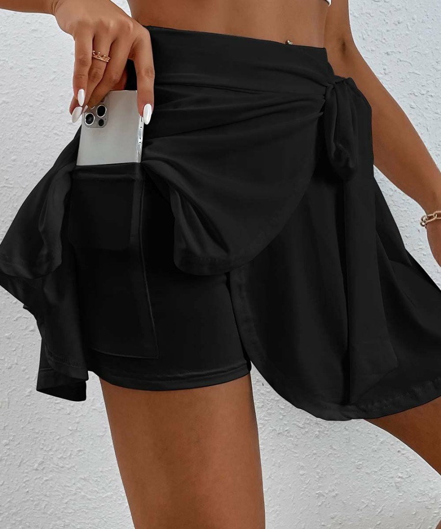 * Clothing | Flash Sale Camisa Black Tie-Waist Skort Women