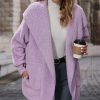 * Clothing | Brand New Camisa Purple Fleece Hooded Open Cardigan Women