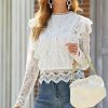 * Clothing | Coupon Camisa White Lace Zip-Back Long Sleeve Top Women