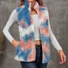 * Clothing | Discount Camisa Blue & Pink Tie-Dye Full-Zip Mock Neck Vest Women