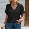 * Other | Wholesale Camisa Black Lace-Accent Hollow-Out V-Neck Top Women