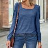 * Clothing | Cheapest Camisa Blue Square Neck Tee Women