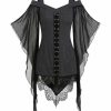 * Clothing | Top 10 Camisa Gray Corset Cutout Top Women