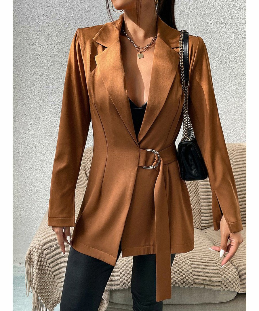 * Clothing | Cheap Camisa Brown Belted Blazer Women