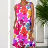 * Clothing | Discount Camisa Pink & Orange Floral Sleeveless Shift Dress Women