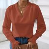 * Clothing | Brand New Camisa Fire Brick Ruffle-Sleeve V-Neck Top Women