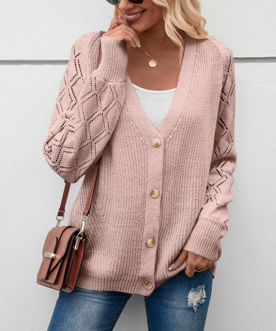 * Clothing | Buy Camisa Pink Diamond-Knit Button-Up V-Neck Cardigan Women