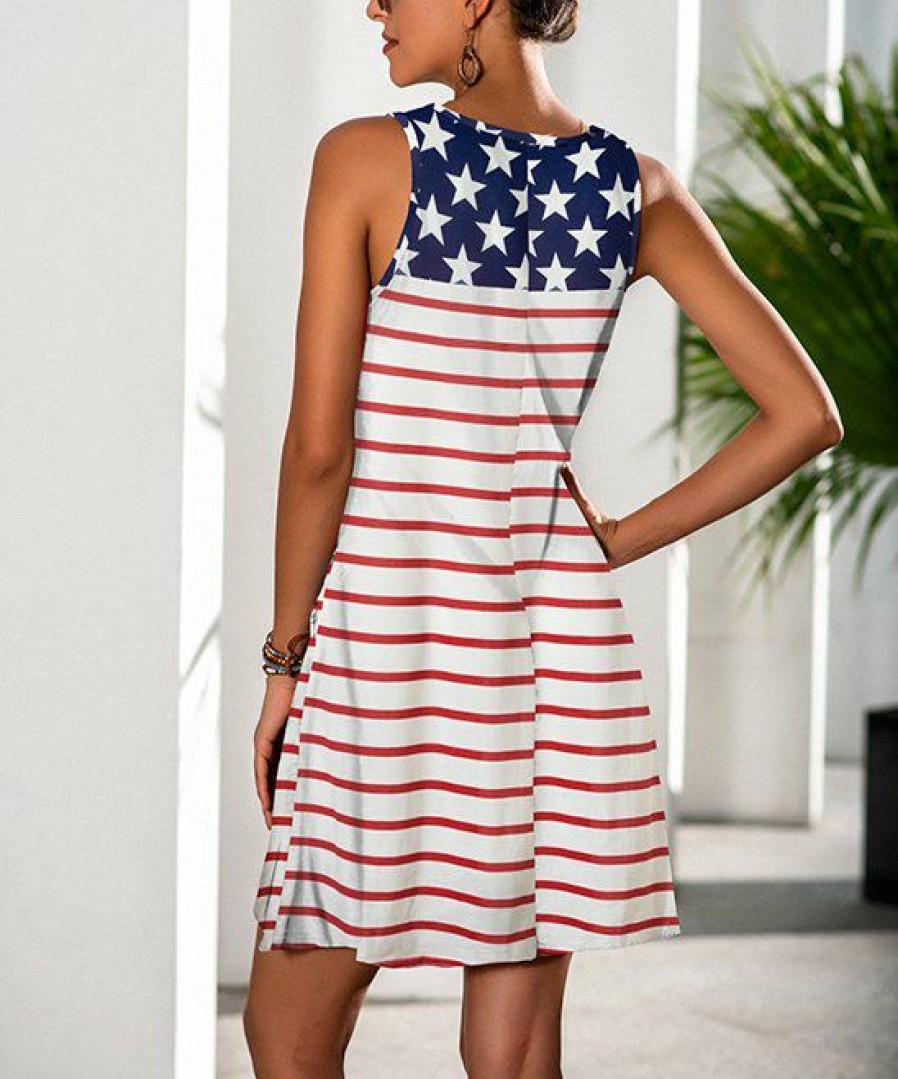 * Clothing | Coupon Camisa White Stars & Stripes Pocket Sleeveless Dress Women