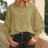 * Other | Deals Camisa Khaki Smocked Bishop-Sleeve Hi-Low Button-Up Women