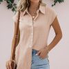 * Clothing | Cheapest Camisa Pink Button-Up Short-Sleeve Blouse Women