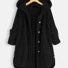 * Clothing | Discount Camisa Black Fuzzy Hooded Swing Coat Women