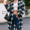 * Clothing | Hot Sale Camisa Green & White Plaid Button-Up Shacket Women