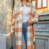 * Clothing | Cheapest Camisa Orange & White Check Pocket Button-Up Coat Women