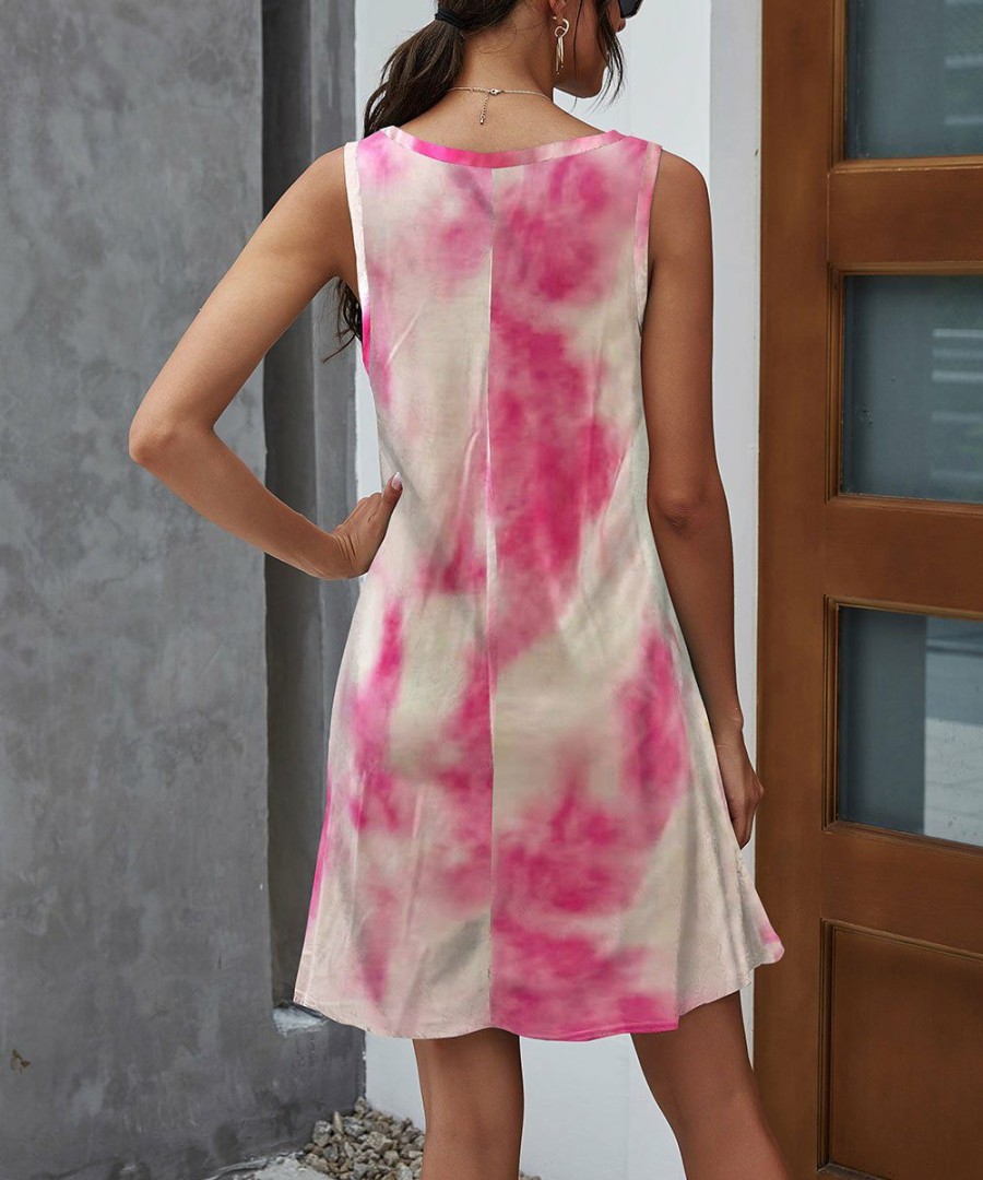 * Clothing | Buy Camisa Pink Tie-Dye Pocket Sleeveless Shift Dress Women