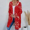 * Clothing | Discount Camisa Red & White Deer Snowflake Button-Front Longline Cardigan Women