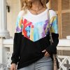 * Clothing | Cheapest Camisa Black & White Abstract Color-Block Long-Sleeve Top Women