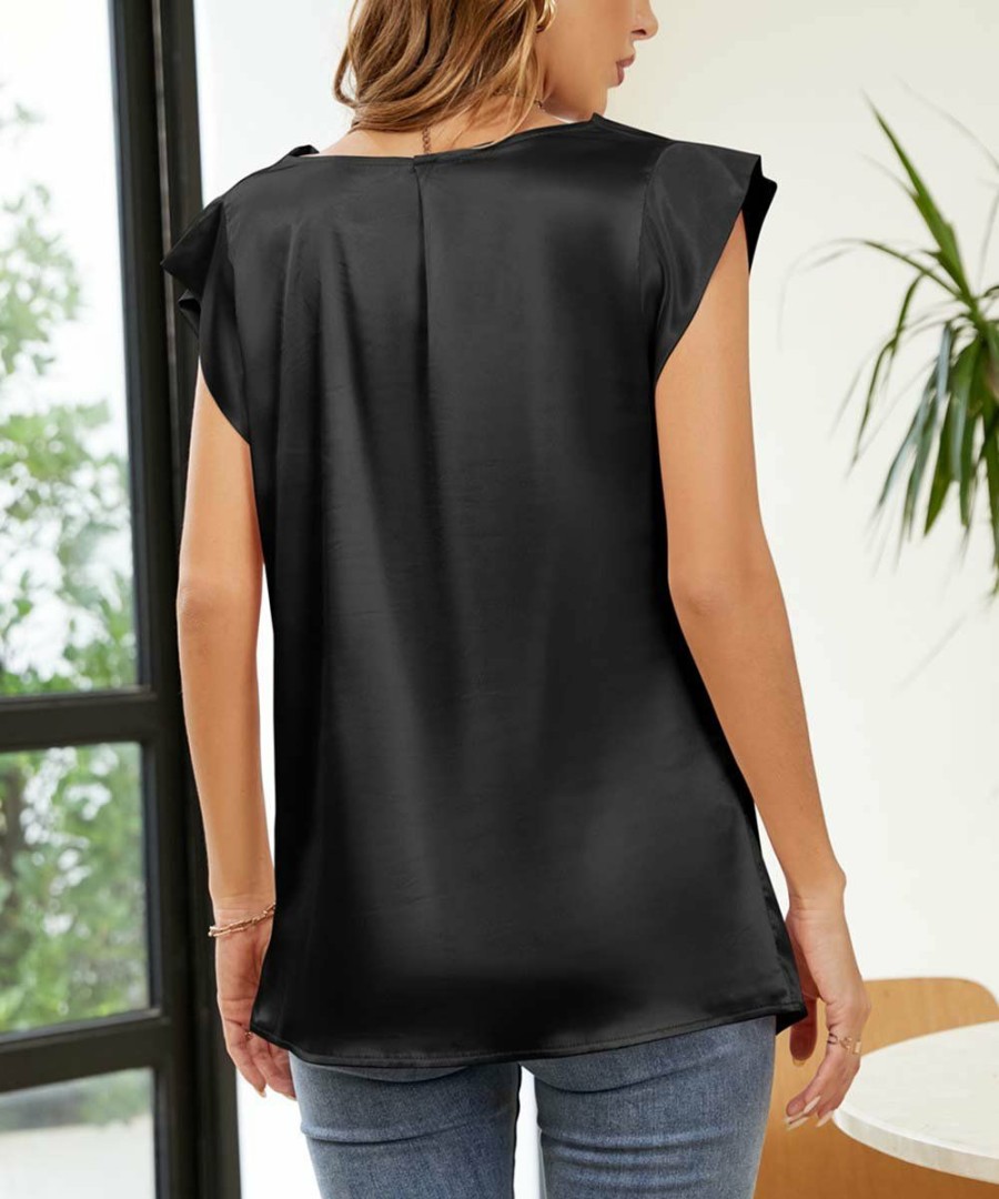 * Clothing | Outlet Camisa Black Swing Collar Top Women