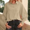 * Other | Discount Camisa Apricot Smocked Bishop-Sleeve Hi-Low Button-Up Women