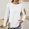 * Clothing | Best Reviews Of Camisa White Button-Accent Round-Collar Long-Sleeve Top Women